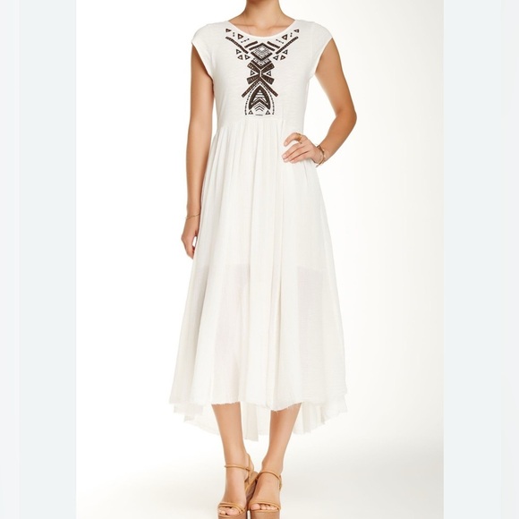 Free People Dresses & Skirts - Free People Medium White Toosaloosa Slub Meadows Midi Dress ~Beach Boho Festival